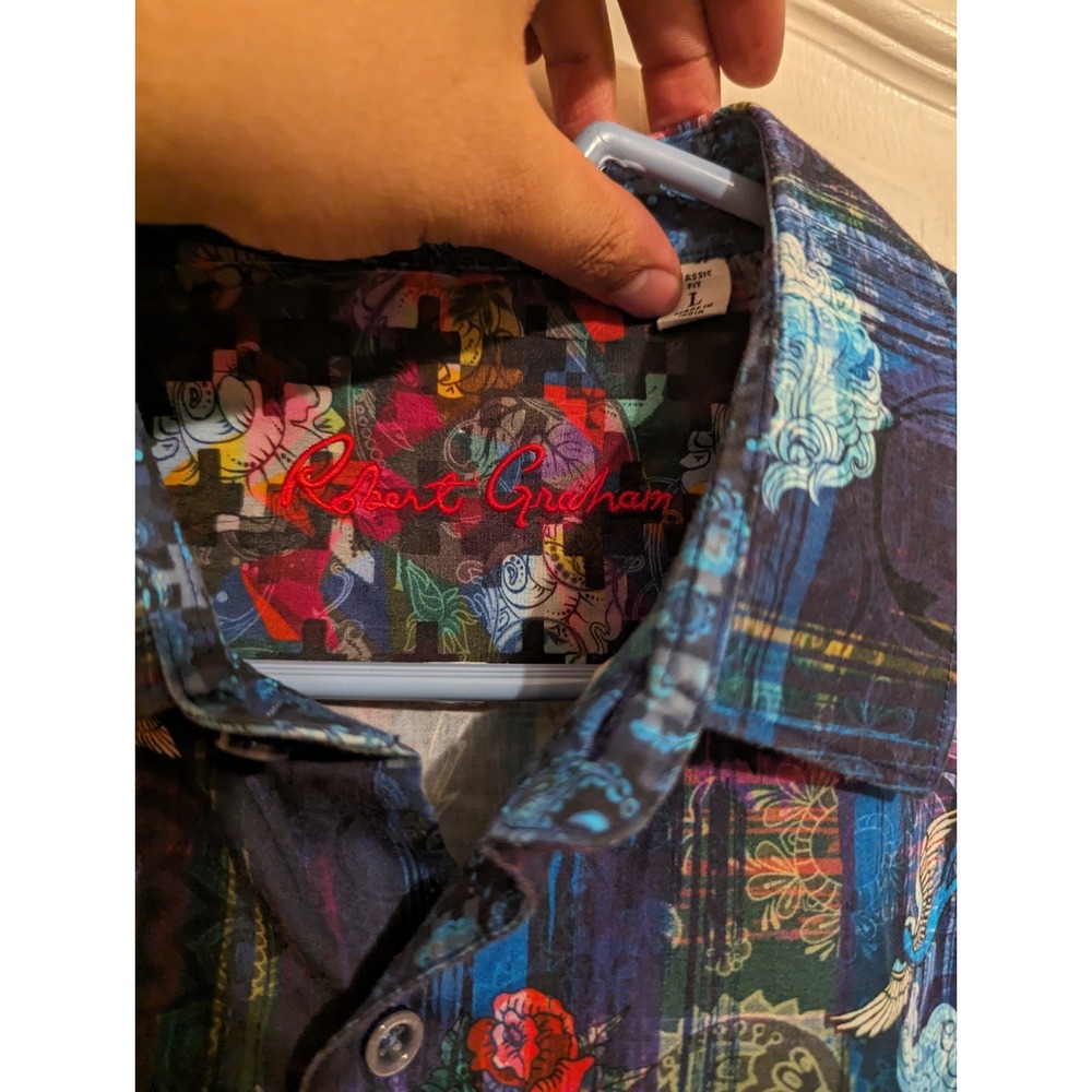 Robert Graham Sz l Birds & Roses Shirt - Picture 2 of 5